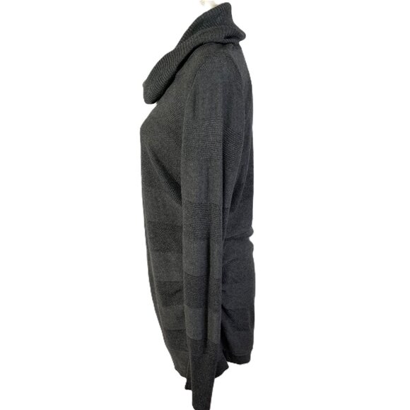 Debbie Morgan Charcoal Gray Cowl Neck Tunic Sweater Long Sleeves Ruched Size L - Picture 3 of 14